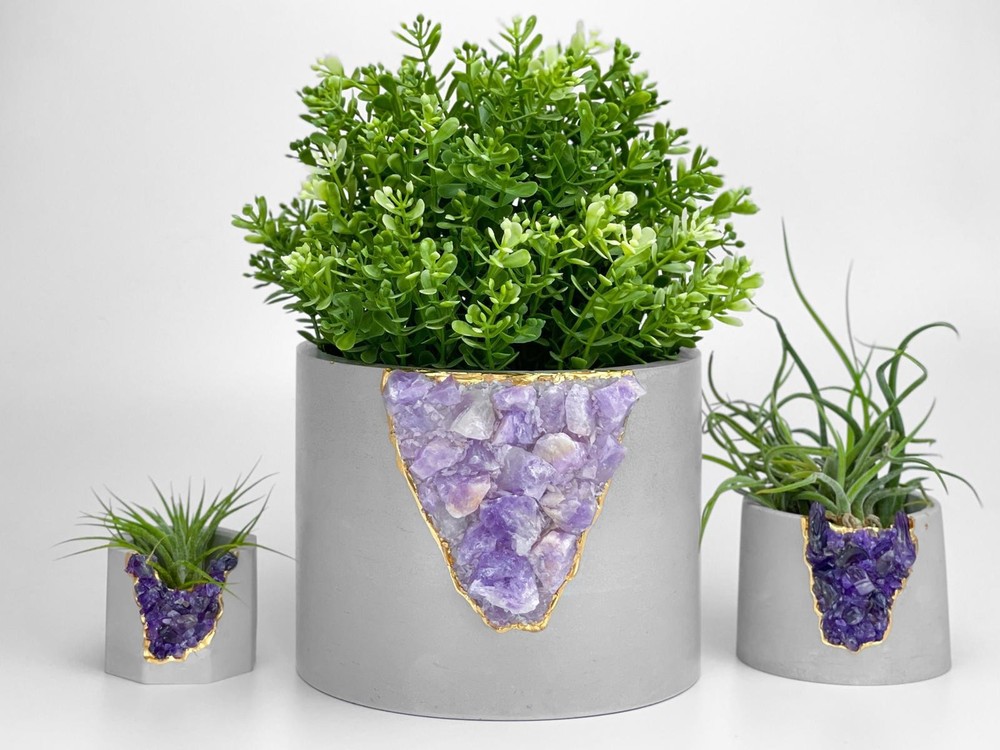 Large Geode Planter Big Amethyst Crystal Planter Pot Purple