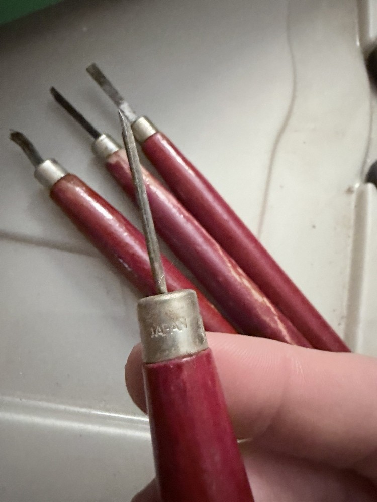 Vintage Japan Wood Carving Tool Set Gouges, Chisels Razor Saw