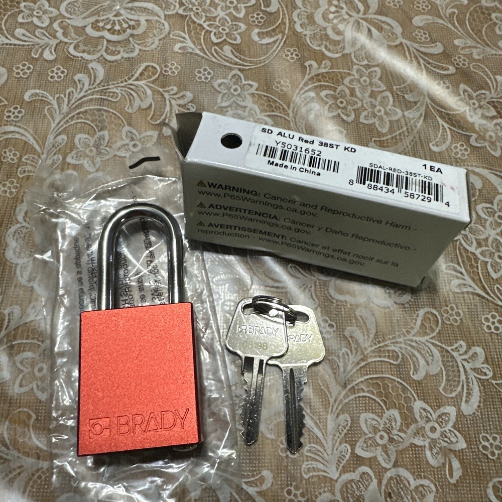 BRADY SDAL-RED-38ST-KD Padlock,6 Pins,Red 793EE8