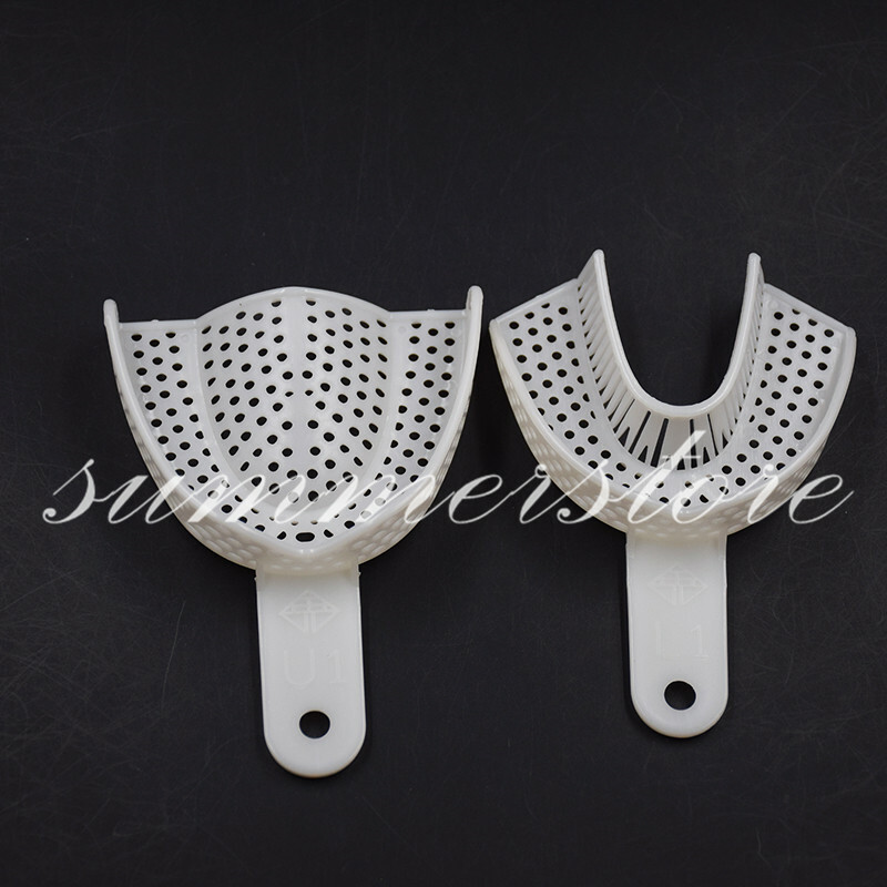 2 Pcs/Pair 5 Sizes Disposable Dental Plastic Impression Tray Central Denture U/L