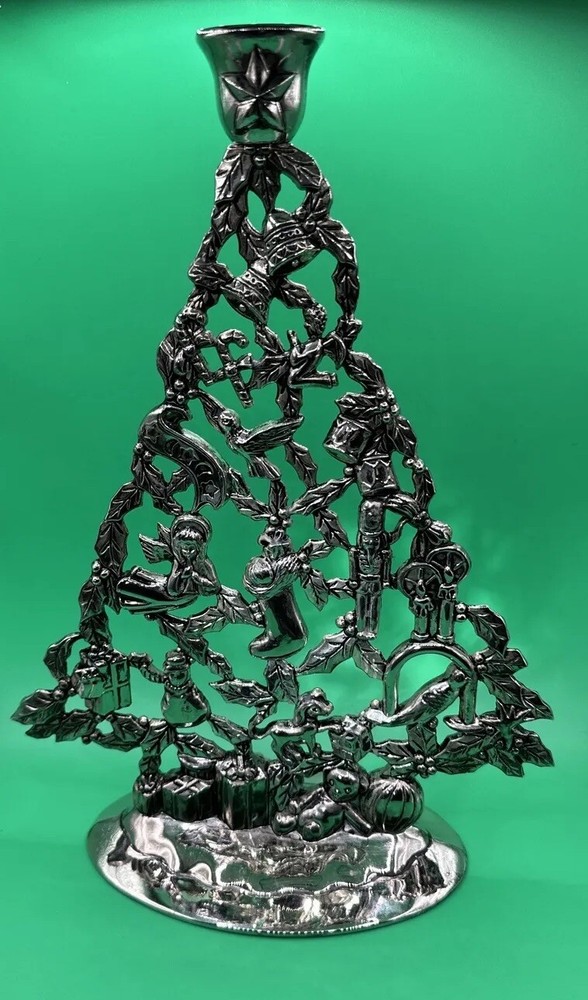 Vintage Godinger Silver Plate Christmas Tree Table Holiday Decor 11"