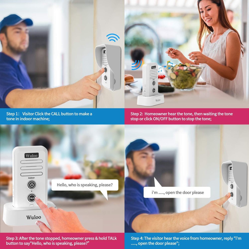 1/2 Mile Long Range Wireless Doorbell Intercom System with Rechargeable Battery