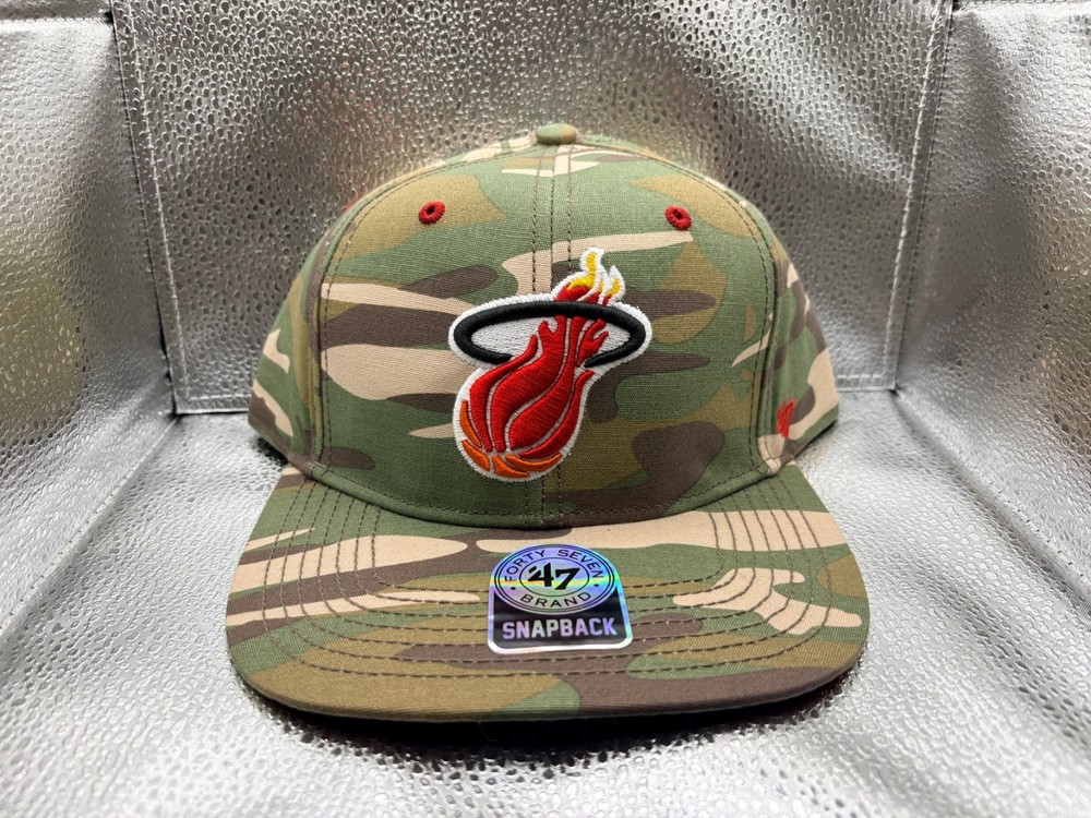 Miami Heat  Camo Flat-bill Snapback Adjustable Hat by 47 Brand