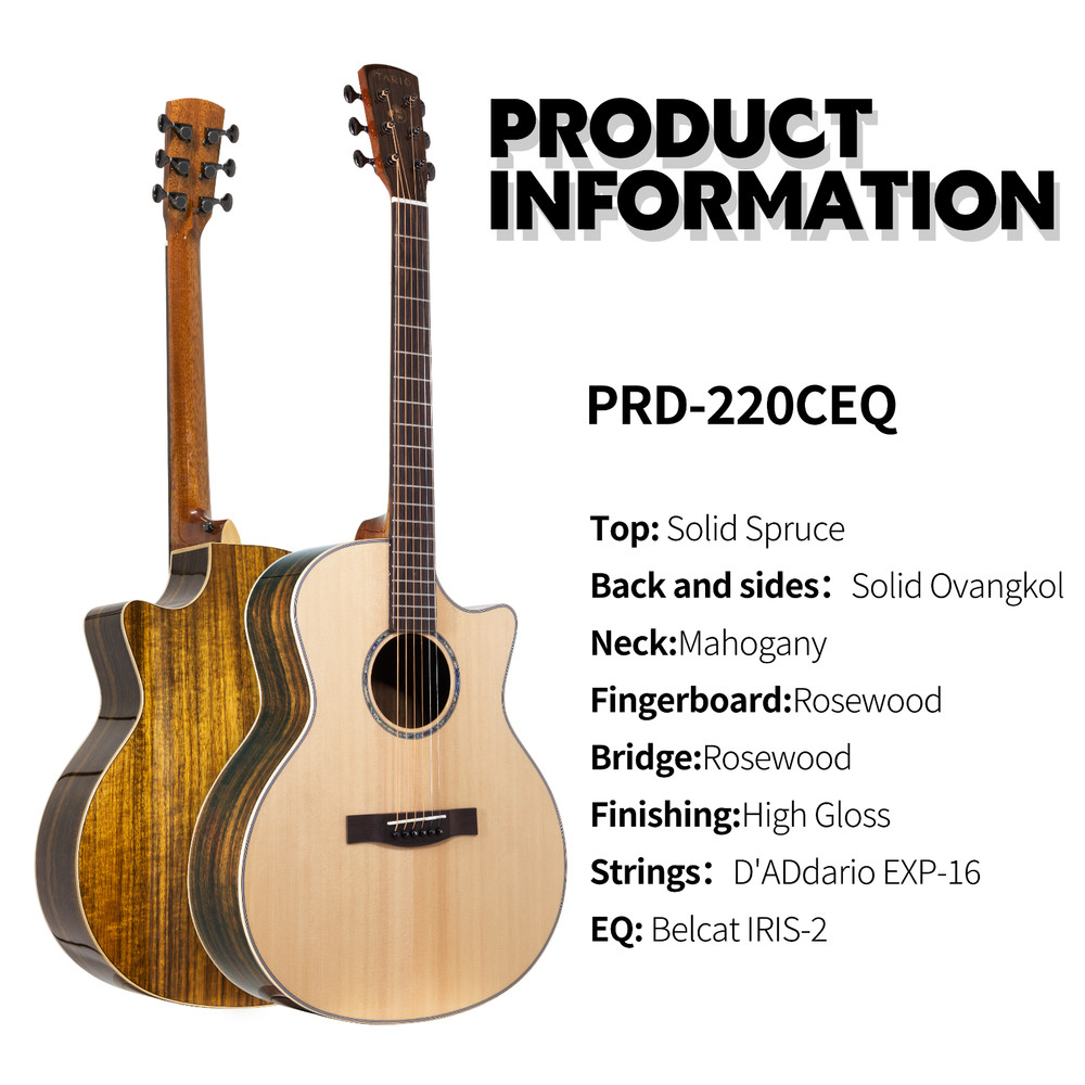 41'' Electric Acoustic All Solid Guitar Solid Spruce Top Solid Ovangkol Back