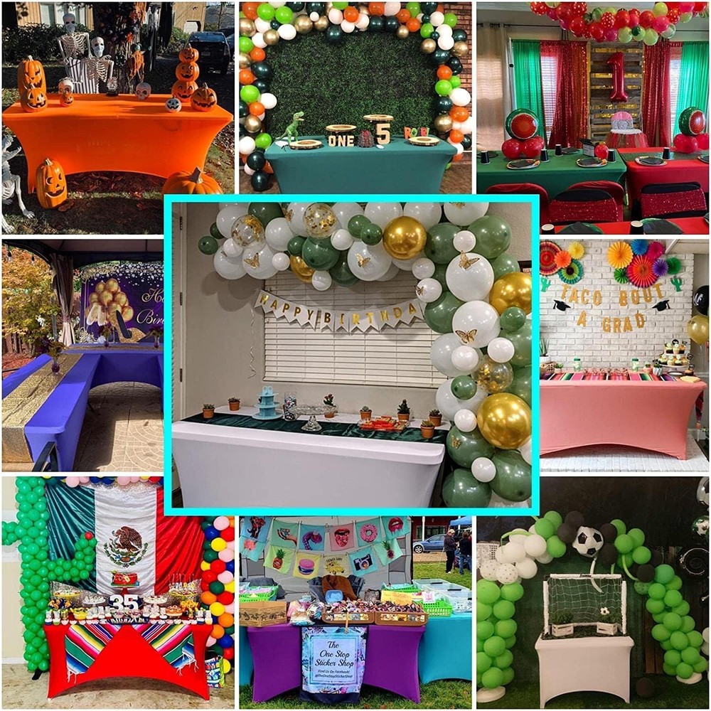 2 Pack 6FT Table Cloth for Rectangular Fitted Events Stretch Black Table Cove...