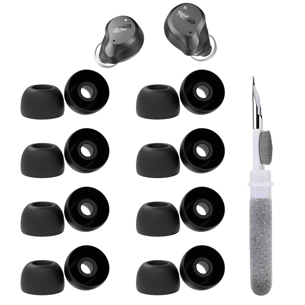Vykyntow 8 Pairs Replacement Earbud Tips Compatible with TOZO Black