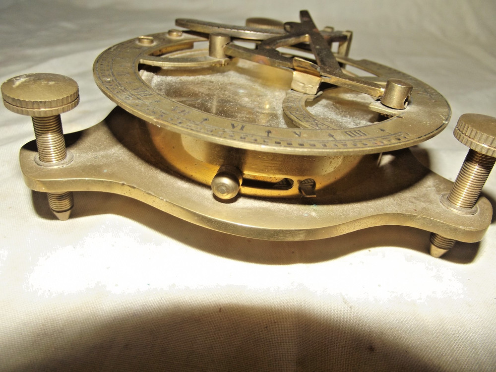 Brass Sundial & Compass Replica Maritime Navigation Aid