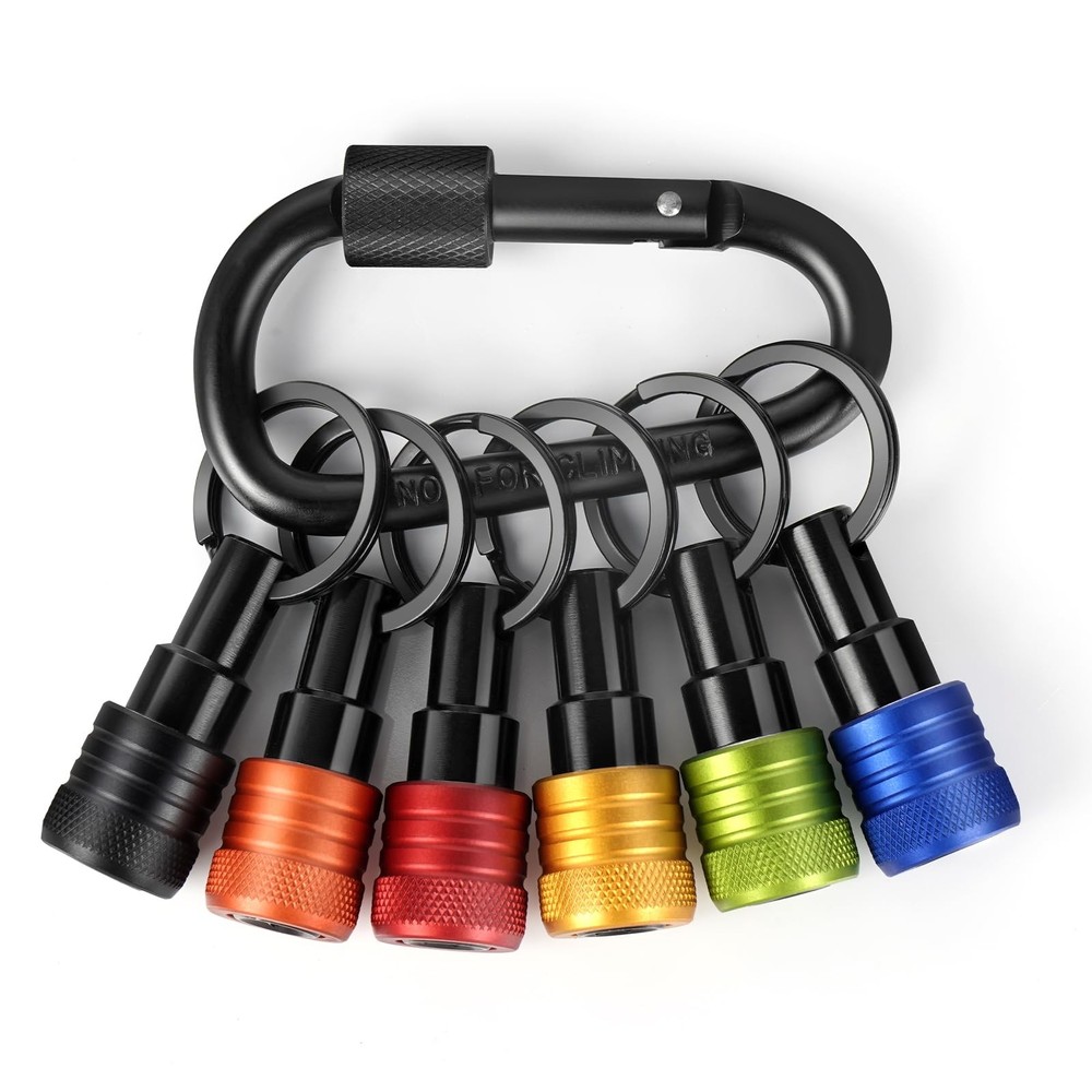 6PCS Hex Shank Bit Holders with Keychain Carabiner for Quick Change Tools