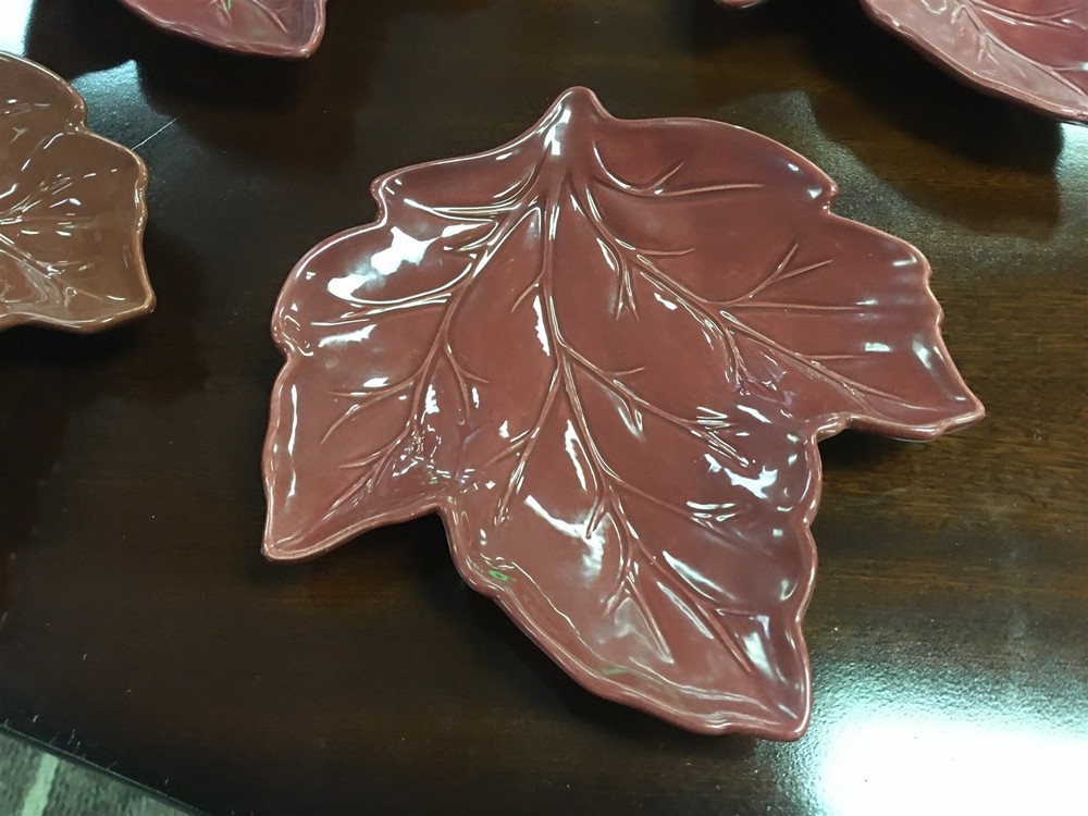 5 Maroon Leaf 8-3/4" Dishes Made in China