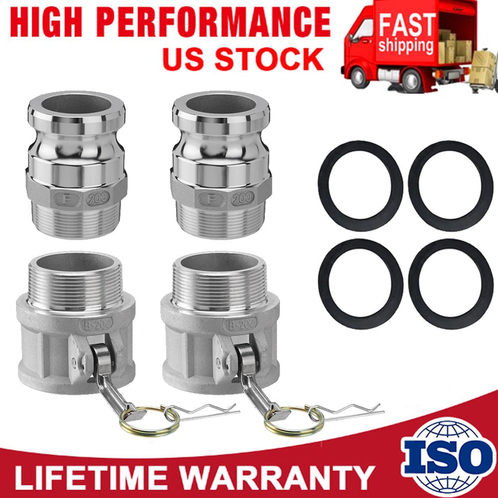 2 Pack Aluminum Camlock Fittings Type B & Type F Cam and Groove Hose Fittings US