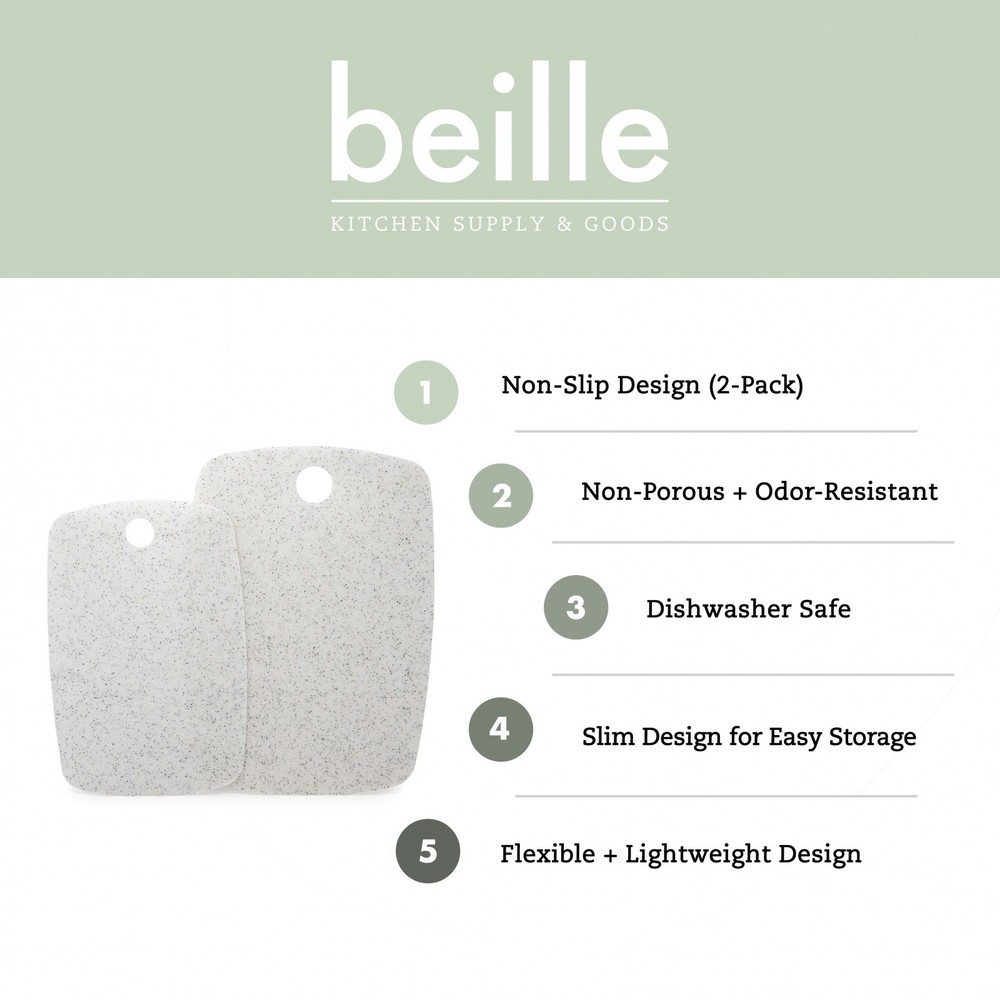 Beille Plastic Kitchen Cutting Board Set Textured Non-slip Surface, Set of 2