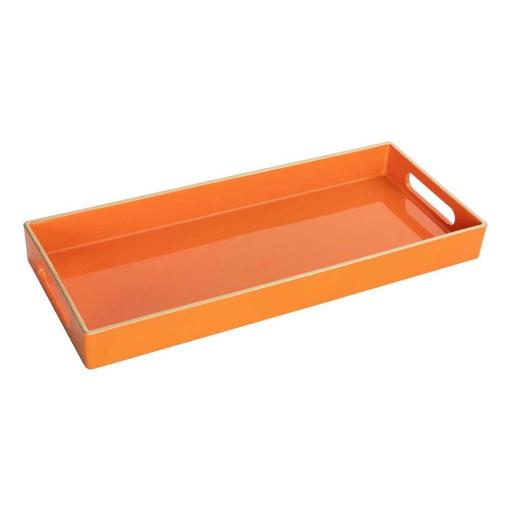 Orange Vanity Tray Plastic Decorative Tray Rectangular Tray with Handles Bath...