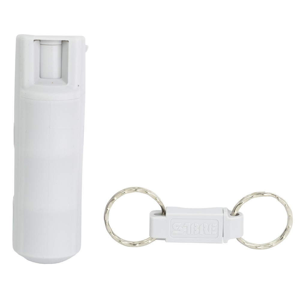 Sabre Hardcase Pepper Spray 0.54oz Quick Release Key Ring Light Gray
