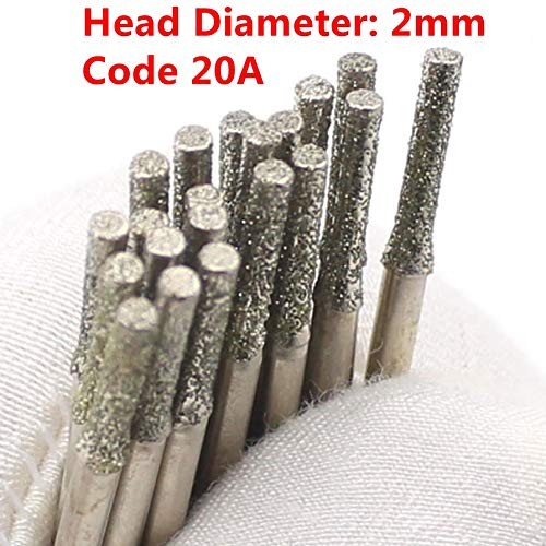 JINGLING 2mm Diamond Drill Bits Grinding Head Lapidary Tools Head Diameter 2mm