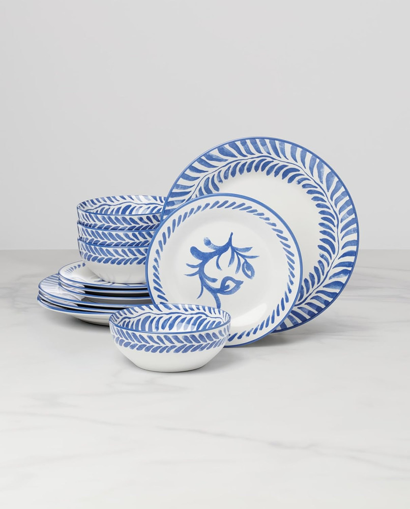 Dinnerware Set, Solear Blue 12-Piece Set, Service for 4, Stoneware Material, Dis