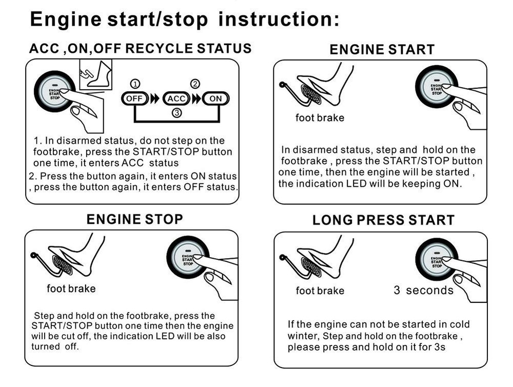 BANVIE Car Alarm System RFID Push Engine Start Button & Keyless Go System for...