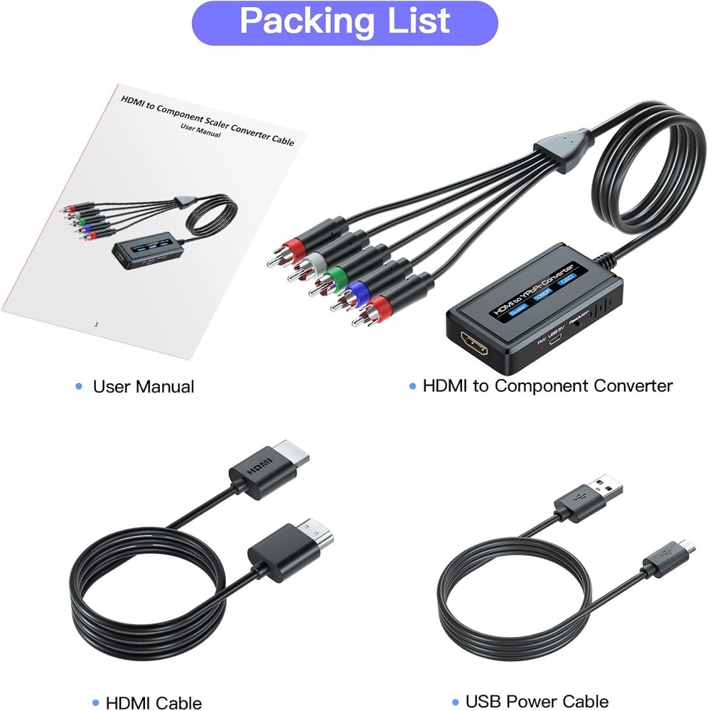 HDMI to Component Converter with Scaler Function, 1080P YPbPr Black