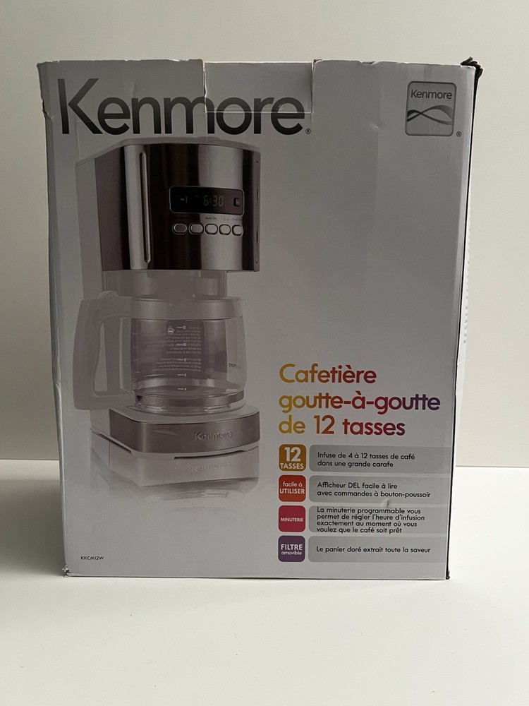 Kenmore 12 Cup White/Stainless Aroma Control Programmable Coffee Maker EUC