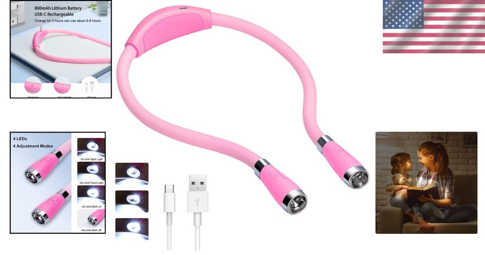 USB-C Rechargeable LED Neck Book Light - Hands Free Reading