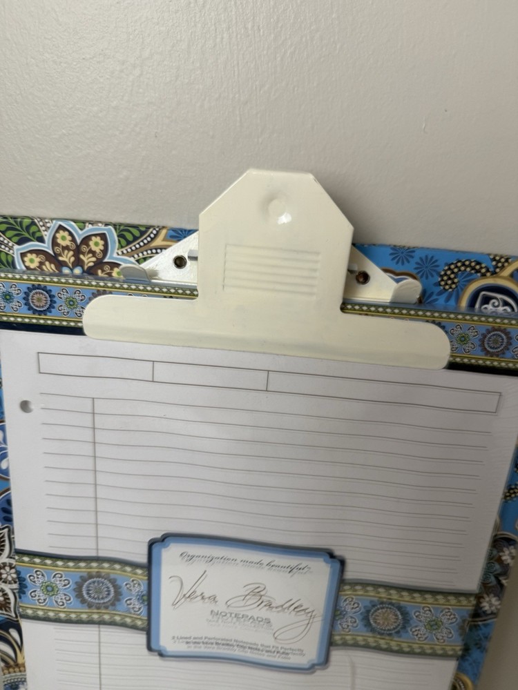 Vera Bradley Bali Blue Clipboard And Note Pad Set NEW
