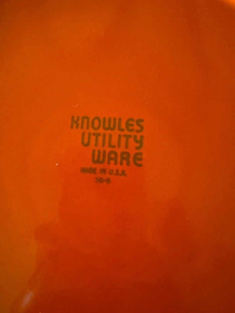 VINTAGE ORANGE KNOWLES UTILITY WARE RINGWARE SERVING TRAY DINNER CHOP PLATE 10"