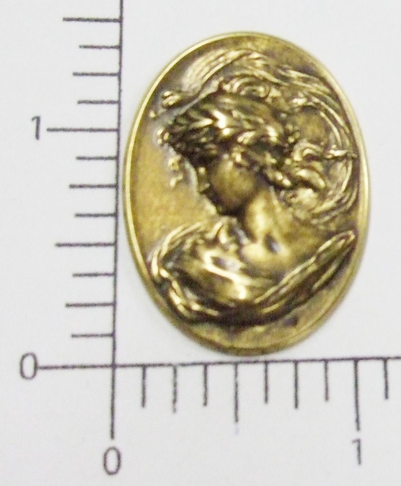 15253         Brass Oxidized Victorian  Woman's Head Jewelry Finding