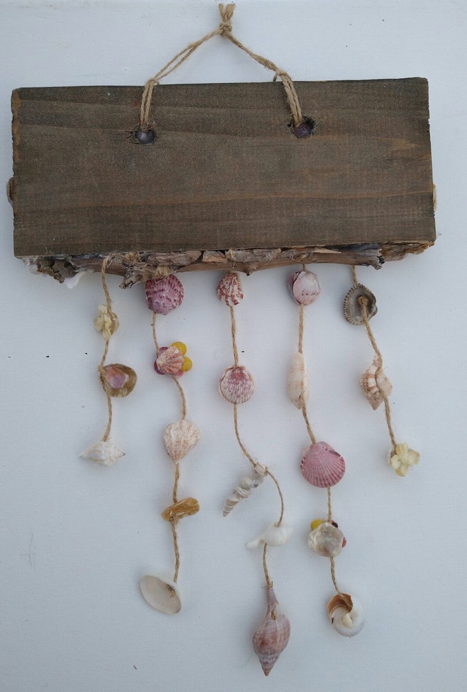beach decor wall hanging shell mobile 15" by 9" 