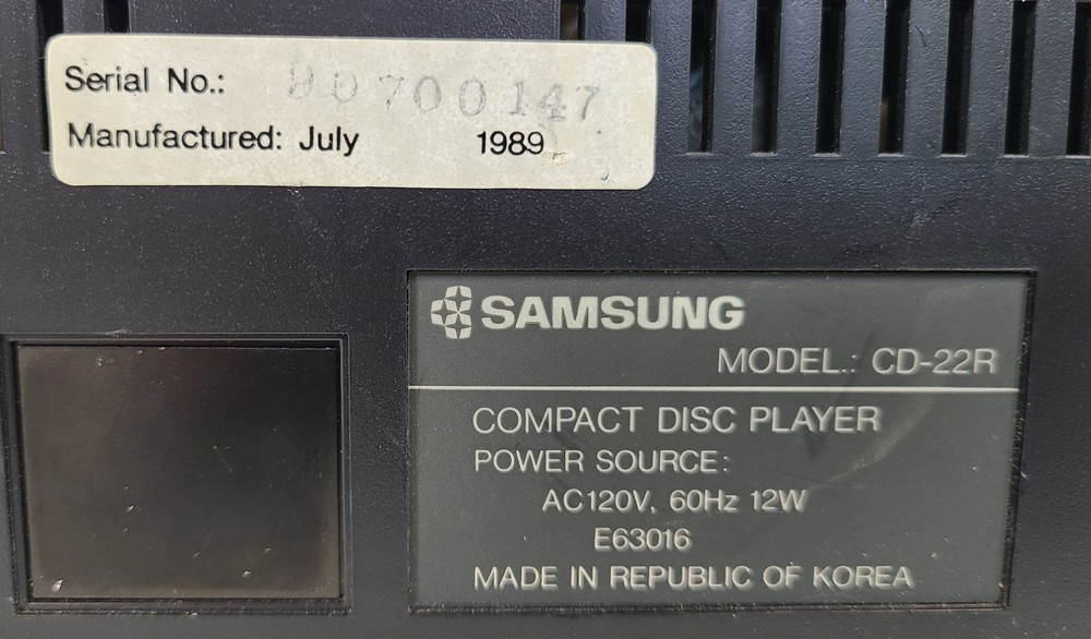 Samsung Compact Disc Player ~ CD-22R ~ Tested & Working