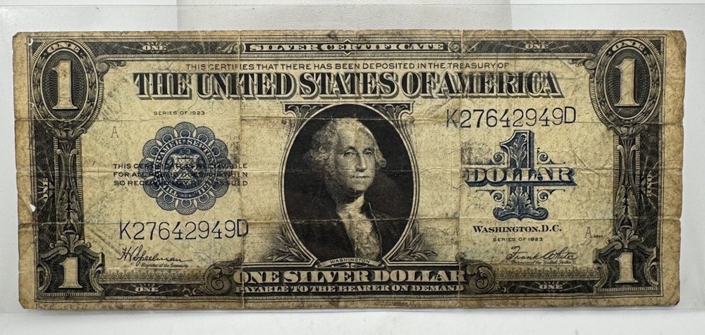1923 $1 Silver Certificate Horseblanket Large Size Note