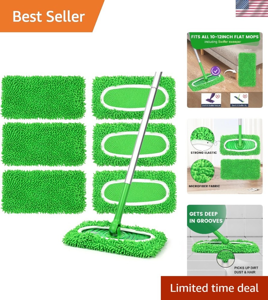 High Absorbency 6 Pack Mop Pads for Sweeper Mops - Washable & Durable