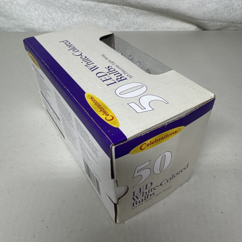 Celebrations 50 LED White Colored Bulbs String Lights New US4