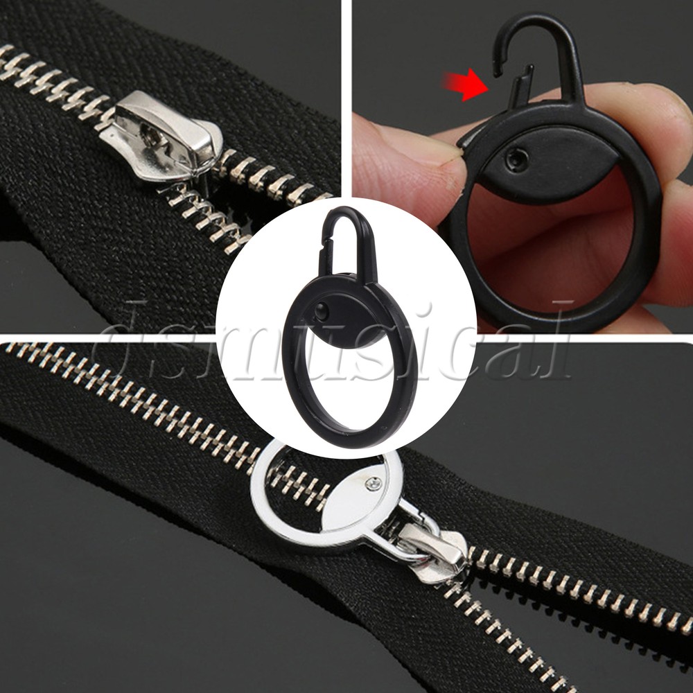 10 Pcs Sewing Zippers Pulls Sliders for Coat Backpack 1.5" x 1.1" Black