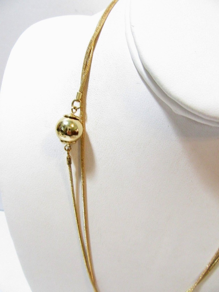 SNAKE CHAIN SHINY WITH 'BB' BALL DESIGN LONG CHAIN WEAR ALONE STACK NECKLACE