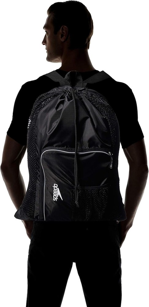 Deluxe Ventilator Mesh Equipment Bag Quick Drying Black Backpack Strap