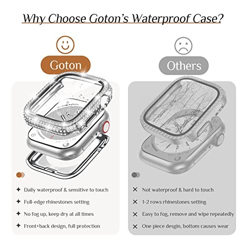 Waterproof Bling Case for Apple Watch Screen Protector SE 40mm Silver