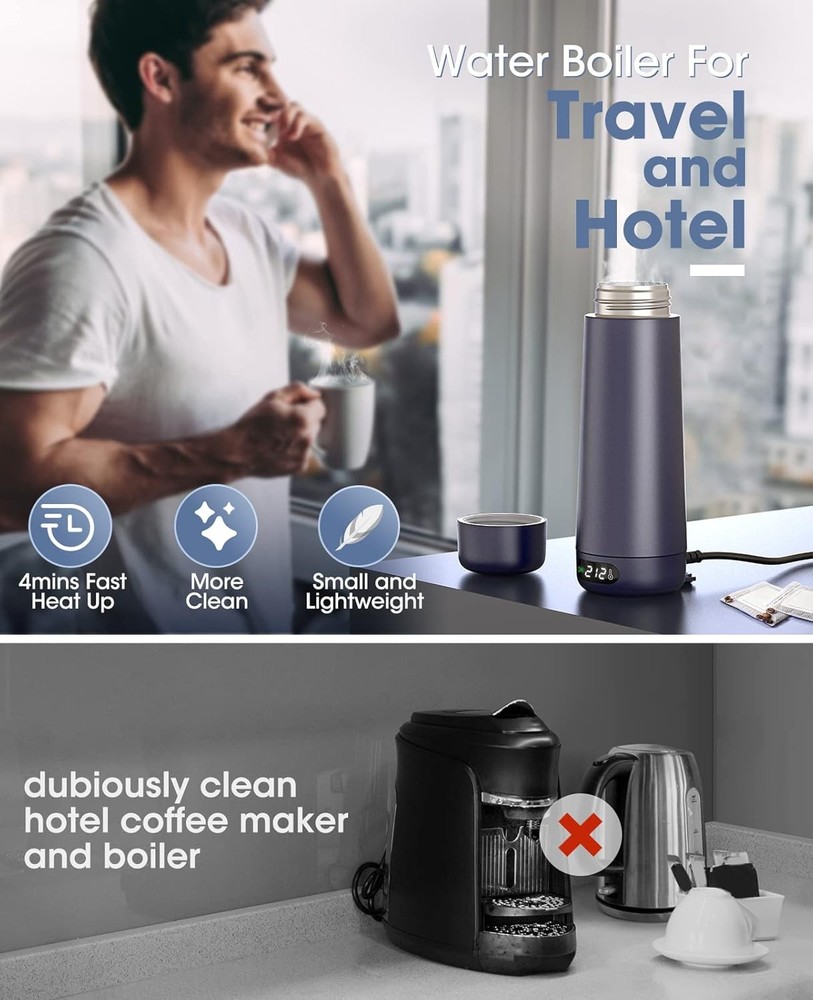 Travel Kettle Dual Voltage Portable Electric Kettle 110V-220V-240V Smart Small