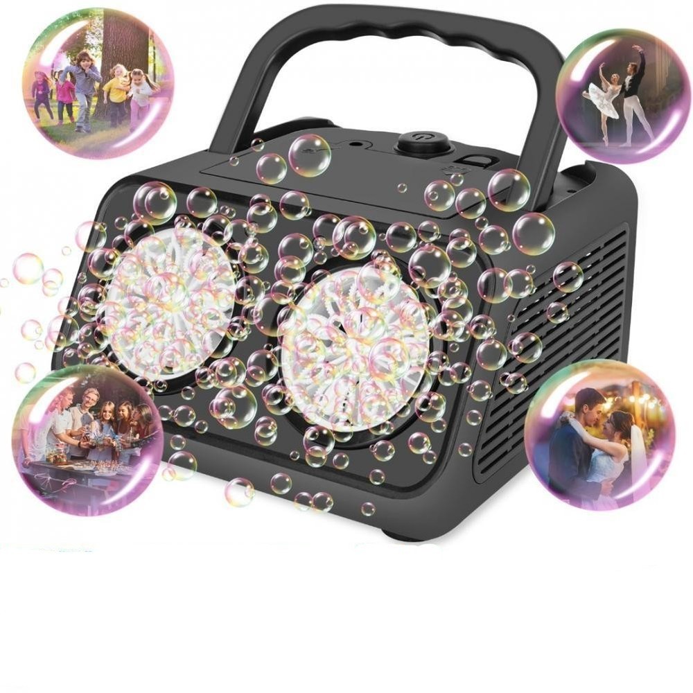 Automatic Bubble Machine Upgrade Bubble Blower w/2 Fans, Portable Bubble Maker