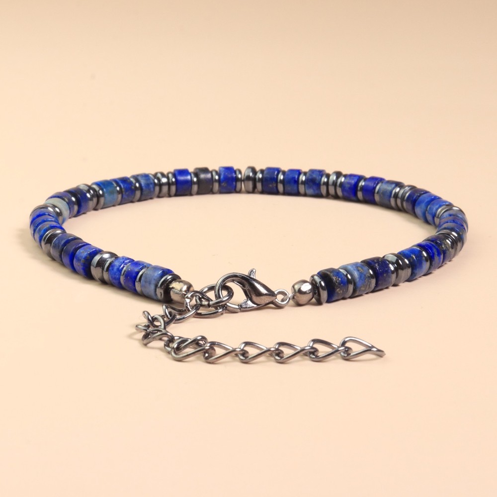 Lapis Lazuli Hematite Bracelet Stackable Healing Crystal Bracelet Hobo Chic