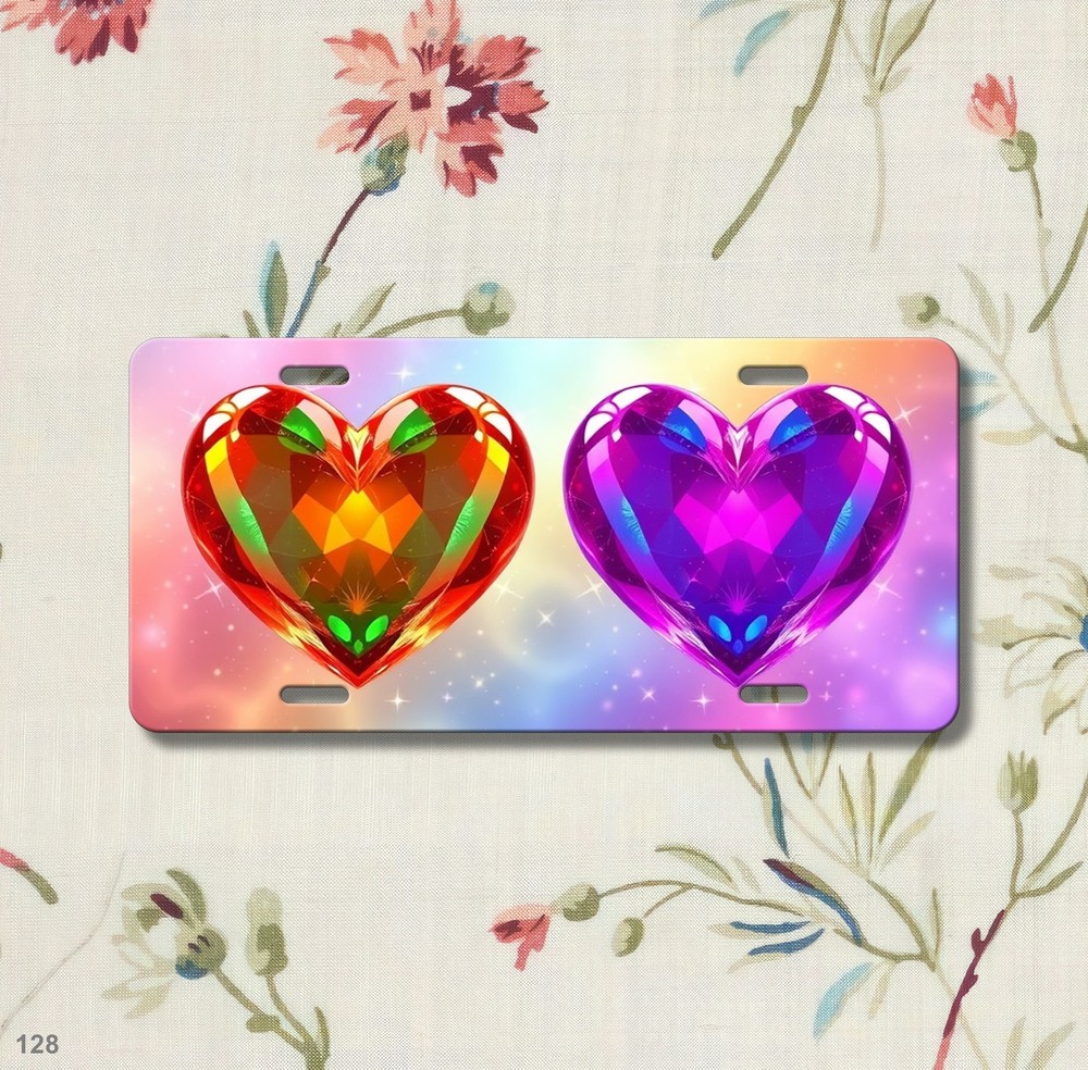 Romantic Hearts License Plate Custom Auto Tag Unique Gift