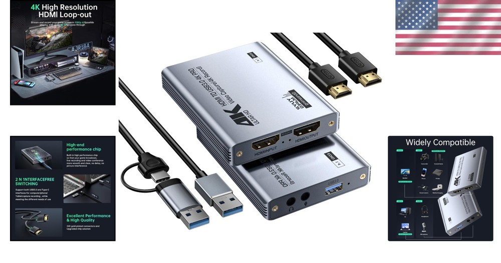Ultra-Low Latency USB 3.0 Capture Card - 4K Loop-Out for PS5 & Switch Streaming