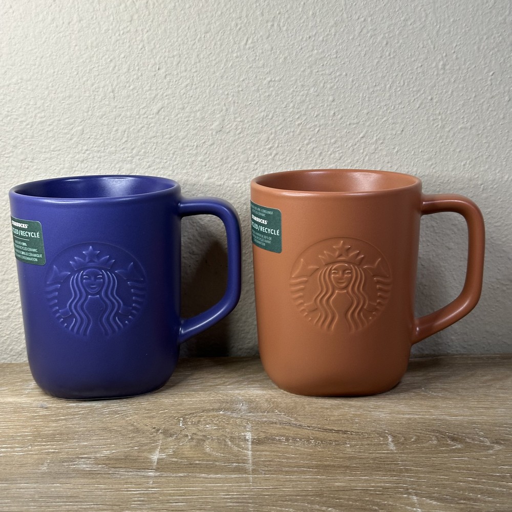 Starbucks Terracotta Triangular Bottom Recycled Ceramic Mug Brick Or Purple