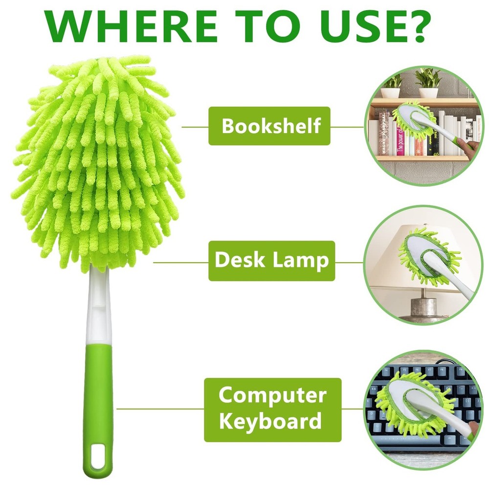 16 Inch Microfiber Duster Kit with 4 Pcs Duster Head, Feather Dsters, Washabl...