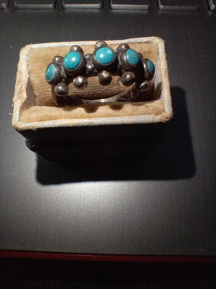 Final Hand Crafted Artisan Ring Size 5 Sterling Silver .925 Turquoise Stone