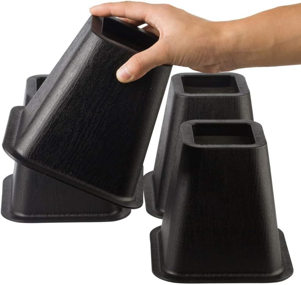 Heavy Duty Bed Risers 4 Pack 6 inch Black Create Under Bed Storage for Frame