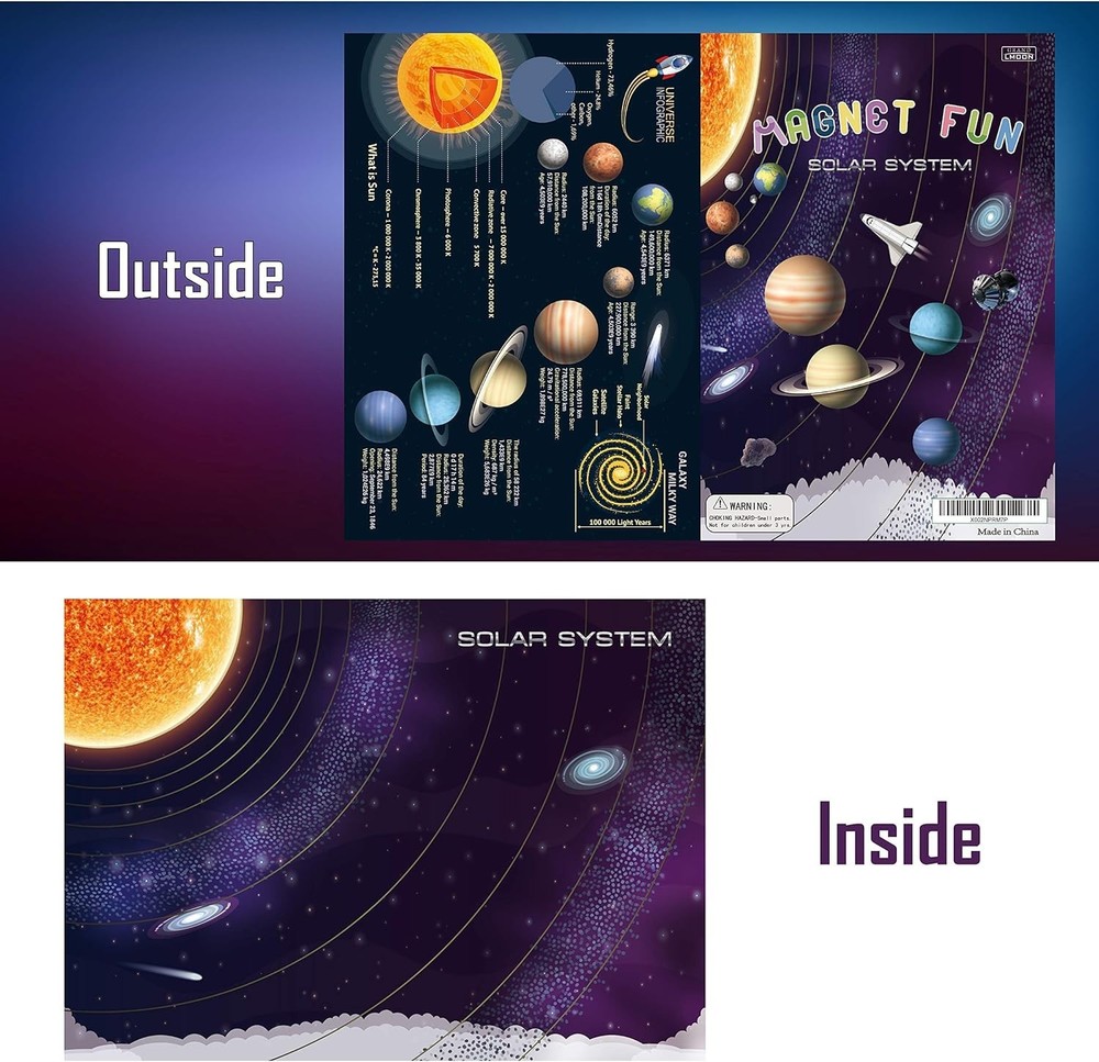 Magnetic Portable Playboard Solar System Planet Outer Space Play Create Scene...
