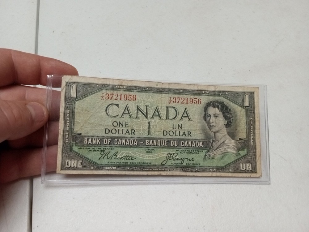 Canada 1954 $1 One Dollar Devils Face Banknote Ottawa