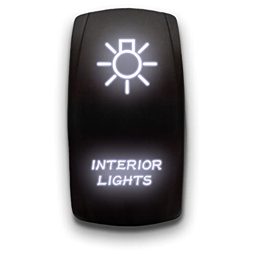 Interior Lights - White - Laser Etched Toggle Switch 20A 12V - Vertical Rocker