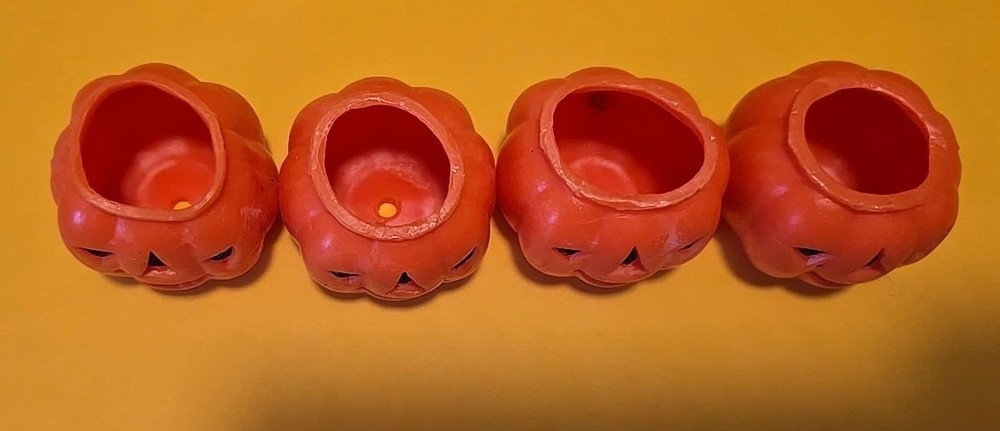 4 Vintage Gurley Halloween Jack-o-lantern Candles
