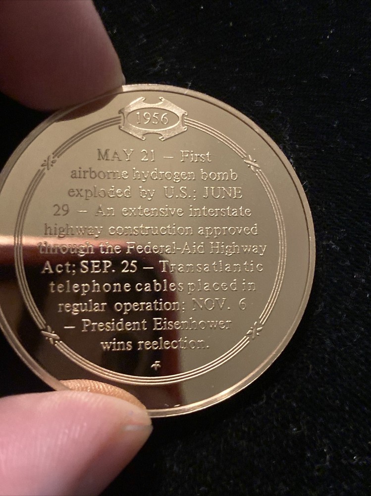 Us History Franklin Mint Bronze Medal 1956 Huge Highway Building Program