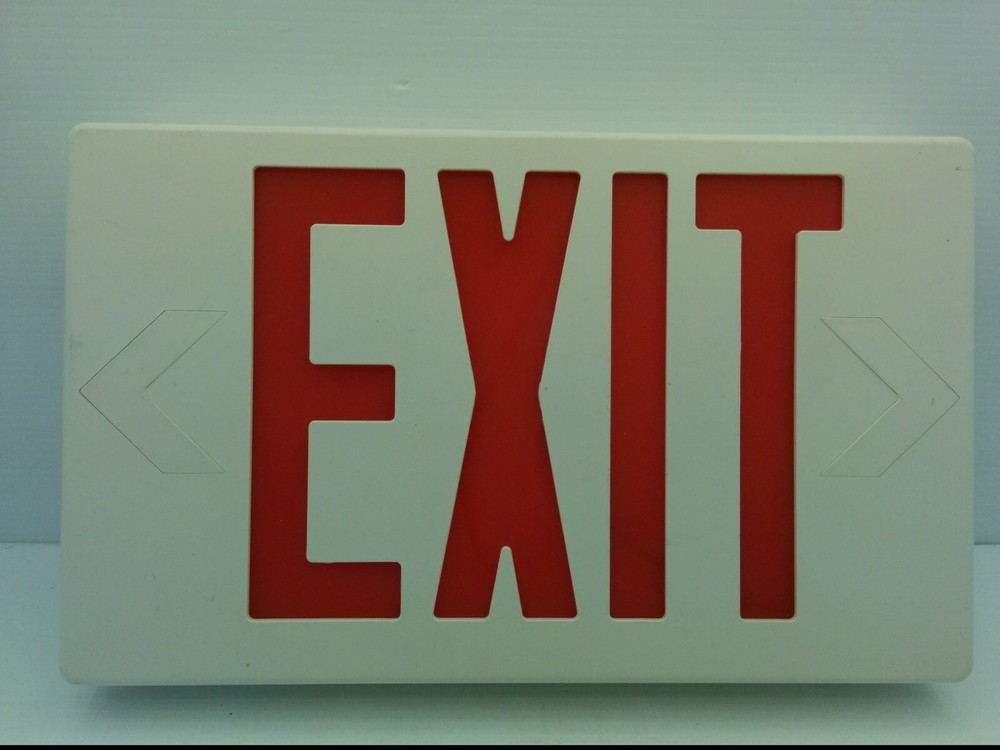 EMERGENCY LIGHTED EXIT SIGN MODEL #LWSPXEURW, RED & WHITE, NNB